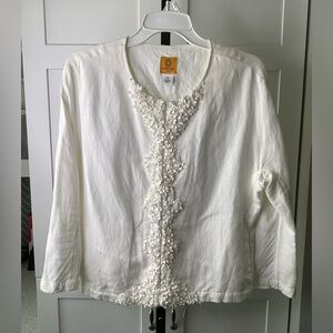 Ruby Rd. Petal & Pearl Linen Blend Jacket, size 12P